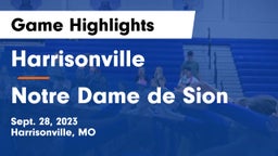 Harrisonville  vs Notre Dame de Sion  Game Highlights - Sept. 28, 2023