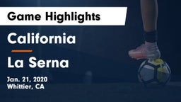 California  vs La Serna Game Highlights - Jan. 21, 2020