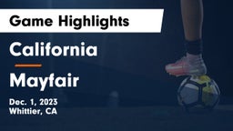 California  vs Mayfair Game Highlights - Dec. 1, 2023