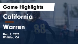 California  vs Warren  Game Highlights - Dec. 2, 2023