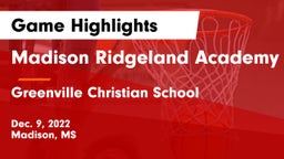 Madison Ridgeland Academy vs Greenville Christian School Game Highlights - Dec. 9, 2022