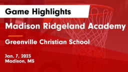 Madison Ridgeland Academy vs Greenville Christian School Game Highlights - Jan. 7, 2023