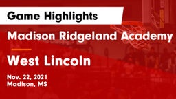 Madison Ridgeland Academy vs West Lincoln  Game Highlights - Nov. 22, 2021