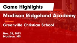 Madison Ridgeland Academy vs Greenville Christian School Game Highlights - Nov. 28, 2023