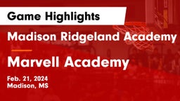 Madison Ridgeland Academy vs Marvell Academy  Game Highlights - Feb. 21, 2024