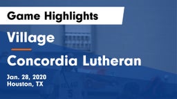 Village  vs Concordia Lutheran  Game Highlights - Jan. 28, 2020