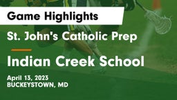 St. John's Catholic Prep  vs Indian Creek School Game Highlights - April 13, 2023