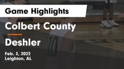 Colbert County  vs Deshler  Game Highlights - Feb. 3, 2022