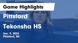 Pittsford  vs Tekonsha HS Game Highlights - Jan. 9, 2024