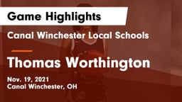 Canal Winchester Local Schools vs Thomas Worthington  Game Highlights - Nov. 19, 2021