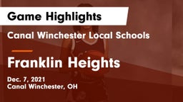 Canal Winchester Local Schools vs Franklin Heights  Game Highlights - Dec. 7, 2021