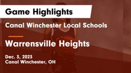 Canal Winchester Local Schools vs Warrensville Heights  Game Highlights - Dec. 3, 2023
