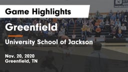 Greenfield  vs University School of Jackson Game Highlights - Nov. 20, 2020