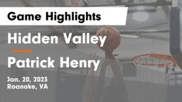 Hidden Valley  vs Patrick Henry  Game Highlights - Jan. 20, 2023