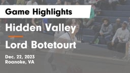 Hidden Valley  vs Lord Botetourt  Game Highlights - Dec. 22, 2023