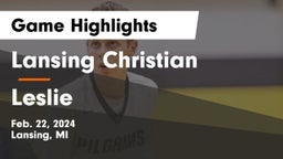 Lansing Christian  vs Leslie  Game Highlights - Feb. 22, 2024