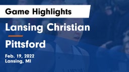 Lansing Christian  vs Pittsford  Game Highlights - Feb. 19, 2022