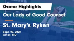Our Lady of Good Counsel  vs St. Mary's Ryken  Game Highlights - Sept. 20, 2022