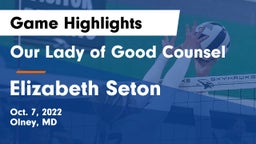 Our Lady of Good Counsel  vs Elizabeth Seton  Game Highlights - Oct. 7, 2022