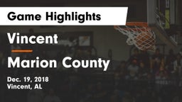 Vincent  vs Marion County Game Highlights - Dec. 19, 2018