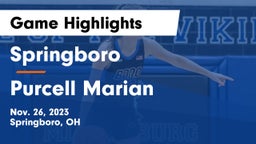 Springboro  vs Purcell Marian  Game Highlights - Nov. 26, 2023