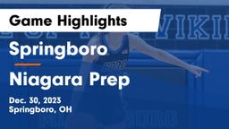Springboro  vs Niagara Prep Game Highlights - Dec. 30, 2023