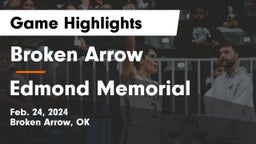 Broken Arrow  vs Edmond Memorial  Game Highlights - Feb. 24, 2024