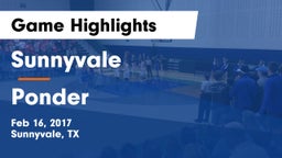 Sunnyvale  vs Ponder  Game Highlights - Feb 16, 2017