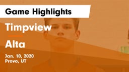 Timpview  vs Alta  Game Highlights - Jan. 10, 2020