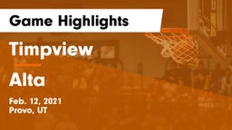 Timpview  vs Alta  Game Highlights - Feb. 12, 2021