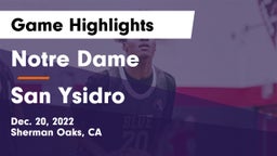 Notre Dame  vs San Ysidro Game Highlights - Dec. 20, 2022