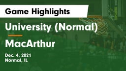 University (Normal)  vs MacArthur  Game Highlights - Dec. 4, 2021