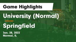 University (Normal)  vs Springfield  Game Highlights - Jan. 28, 2022