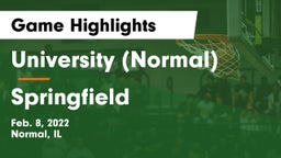 University (Normal)  vs Springfield  Game Highlights - Feb. 8, 2022