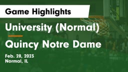 University (Normal)  vs Quincy Notre Dame Game Highlights - Feb. 28, 2023