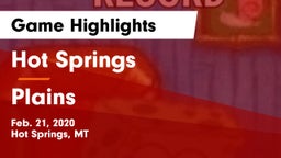 Hot Springs  vs Plains Game Highlights - Feb. 21, 2020