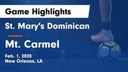 St. Mary's Dominican  vs Mt. Carmel Game Highlights - Feb. 1, 2020