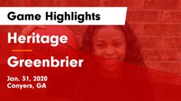 Heritage  vs Greenbrier  Game Highlights - Jan. 31, 2020