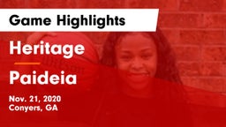 Heritage  vs Paideia  Game Highlights - Nov. 21, 2020