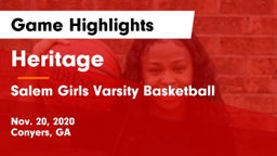 Heritage  vs Salem  Girls Varsity Basketball Game Highlights - Nov. 20, 2020