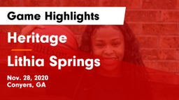 Heritage  vs Lithia Springs  Game Highlights - Nov. 28, 2020