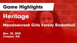Heritage  vs Meadowcreek Girls Varsity Basketball Game Highlights - Nov. 28, 2020