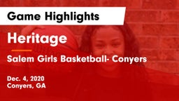 Heritage  vs Salem Girls Basketball- Conyers Game Highlights - Dec. 4, 2020