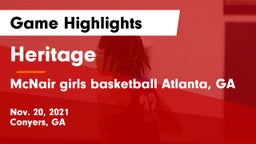 Heritage  vs McNair girls basketball Atlanta, GA Game Highlights - Nov. 20, 2021