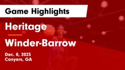 Heritage  vs Winder-Barrow  Game Highlights - Dec. 8, 2023