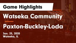 Watseka Community  vs Paxton-Buckley-Loda  Game Highlights - Jan. 25, 2020