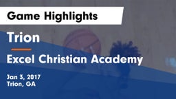 Trion  vs Excel Christian Academy  Game Highlights - Jan 3, 2017