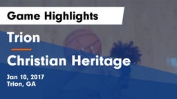 Trion  vs Christian Heritage  Game Highlights - Jan 10, 2017
