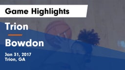 Trion  vs Bowdon  Game Highlights - Jan 31, 2017