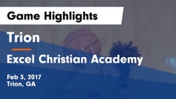 Trion  vs Excel Christian Academy  Game Highlights - Feb 3, 2017
